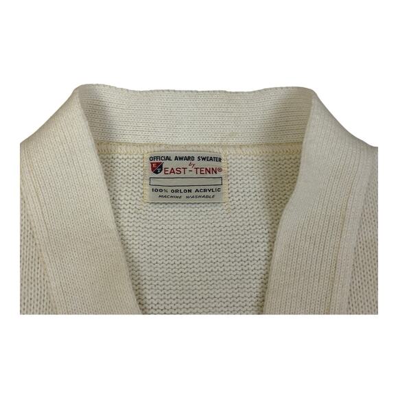 Vintage East-Tenn Medium Orlon Acrylic Knit Award Sweater Cardigan Preppy - Picture 12 of 12